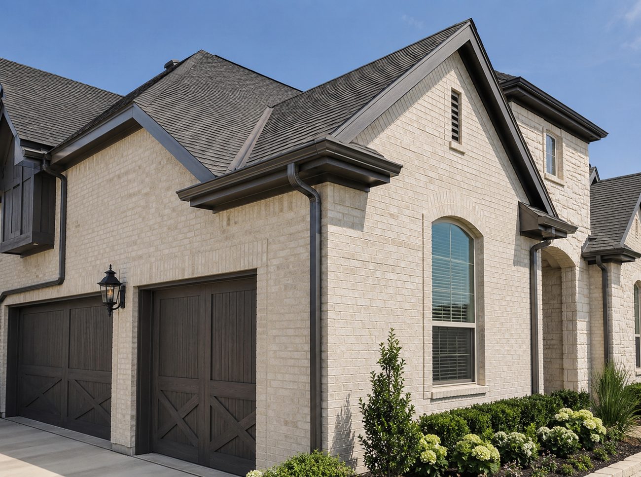 Finished seamless gutter installation on a Dallas home